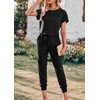 KIRUNDO 2024 Women's Casual Summer Jumpsuits Short Sleeve Crewneck Drawstring