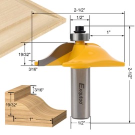Exqutoo 1PCS 1/2" Shank 2-1/2" Diameter Raised Panel Cabinet Door Making Router Bit Woodworking Tools Door & Window Router Bit