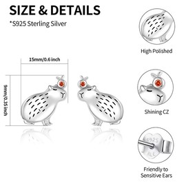 VANJAMI Capybara Gifts Capybara Earrings 925 Sterling Silver Capybara Stuff Capybara Stud Earrings Birthday Gifts Jewelry for Women