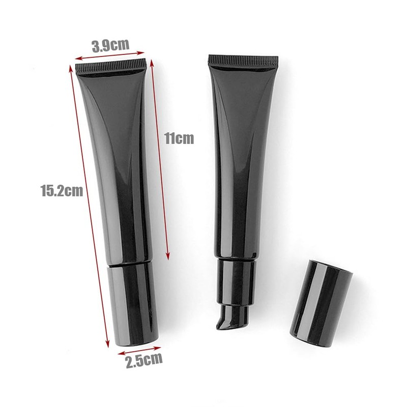 3PCS 40ML/1.3OZ Black Airless Pump Bottles Refillable Travel Cosmetic Tube