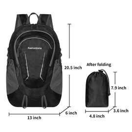 30L Large capacity Lightweight Packable Foldable Backpack，women and men Hiking backpack，Outdoors Travel Backpack (Black)