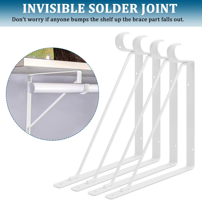AYAYGD 4PCS Heavy Duty White Closet Rod Brackets 11 x