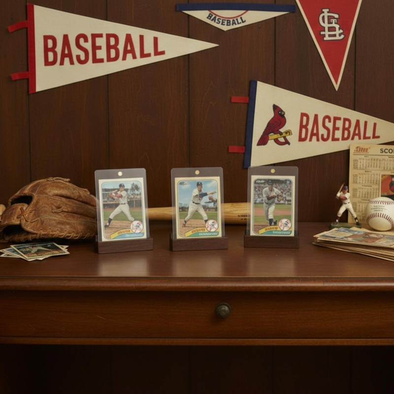 Junkin 3 Set Sport Card Display Walnut Trading Cards Displays