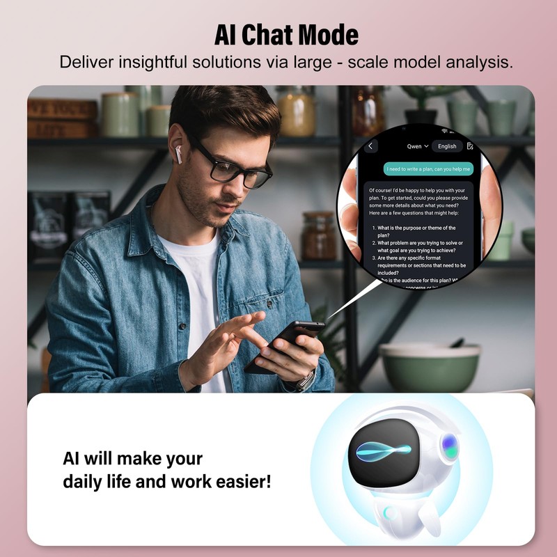 Ai Translation Earbuds Real Time with Audio and Video Calls,