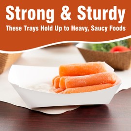 2lb White Paper Food Trays - Pack of 100ct