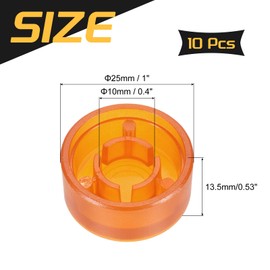MECCANIXITY 10 Pcs Footswitch Toppers Guitar Pedal Button Caps Plastic Footswitch Top Cover 3/8" for Guitar Effects Pedal Buttons, Bright Orange