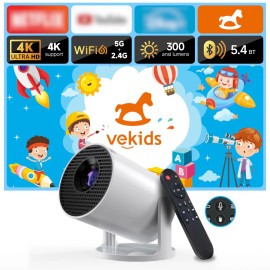 Topleo Smart Projector for Kids Home Theater Projecteur Hy300 Vekids Android Portable Projector Screen Proyectores 4kcolor: White