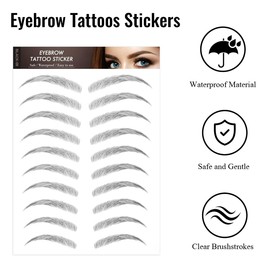 SGQTZDZQ 8 Sheets Eyebrow Tattoos Stickers, 4D Hair-Like Waterproof Eyebrow Transfers Stickers for Women Girls Stick On Eyebrows Eye Makeup Grooming Shaping(Black, 9)