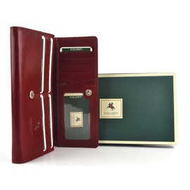 Visconti Quality Ladies Italian Leather Purse/Wallet Monza Collection Gift Boxed (Red)