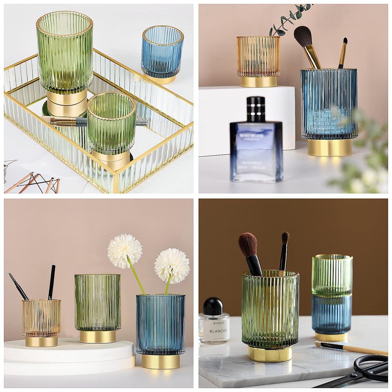 DASITON Makeup Brush holder Organizer,Crystal Cosmetic Makeup Brush Glass Brushes