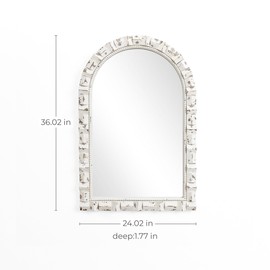 LuxenHome Distressed Arched Wall Mirror for Bathroom, 24"x36" Large Wood Framed Wall Mounted Decorative Vanity Mirror for Living Room Bedroom Decor, Hanging Sculptures Accent for Entryway Home Decor