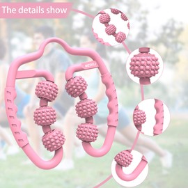 MZDXJ Upgraded Fit Roller Pro, 6-Wheel Fascia Muscle Roller,Massage Roller for Deep Tissue Massage, Muscle Soreness Relief, Thigh, Calf, Arm, Shoulder Cellulite Reduction(Pink)