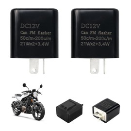 Pack of 2 2 Pin Flashing Relays, 12 V LED Indicator Relay, Indicator Relay, Flashing Frequency Control Relay for Motorcycle, Adjustable Flashing Speed, High-Quality Display, Compatible with Most Vehicles