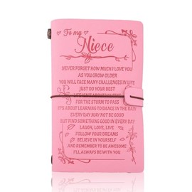 Birthday Gifts for Niece Leather Journal from Auntie Uncle, Inspirational Graduation Journal Notebook Christmas Back to School Birthday Gifts for Girls Nieces