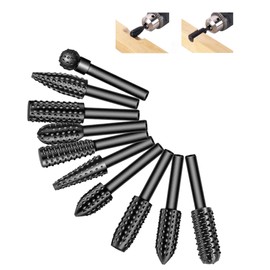 Pack of 10 Wood Rasp Rasp Set Files Wood Drill Bit Cutter Set Drill Shank Tool Wood Carving Ball Cutter Wood Cutter for Drills Cylinder Cutter Tenon Cutter Cone Cutter