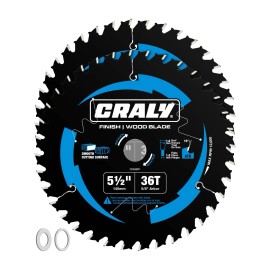 Craly 5-1/2 Inch 36 Teeth Fine Finish Wood Cutting Circular Saw Blade, 5/8 Inch Arb...