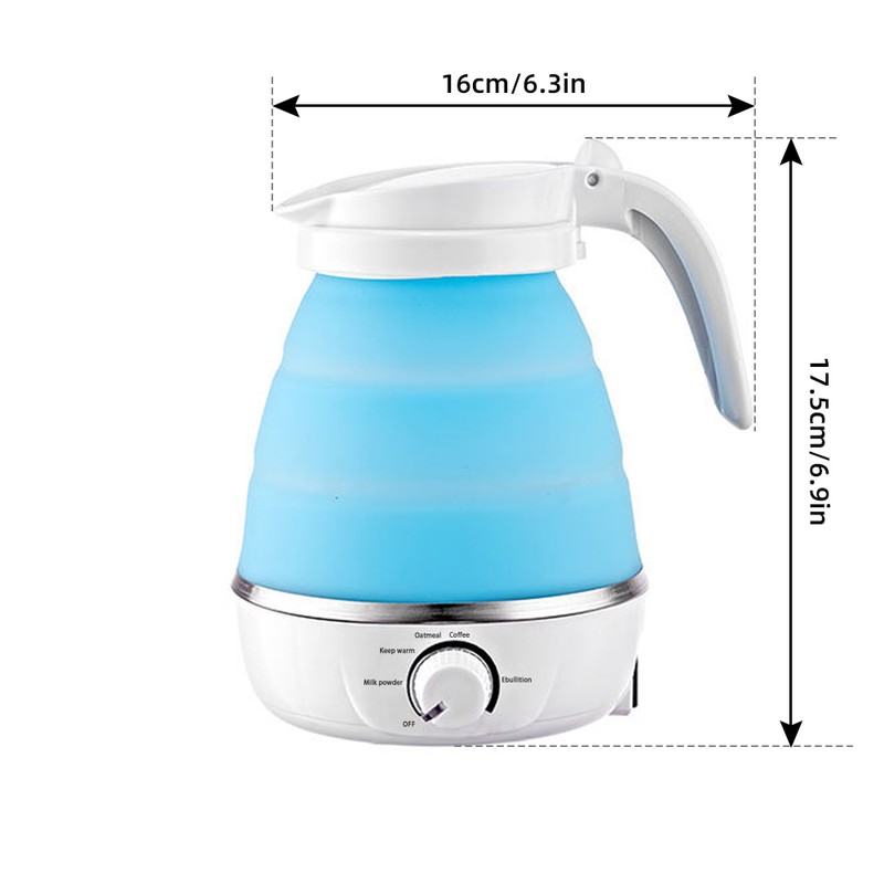 Foldable Kettle 0.6L Travel Silicone Stainless Steel Base Camping Kettle