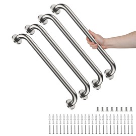 4 Pack 24 Inch Shower Grab Bars, YuanDe Brushed Nickel Stainless Steel Bathroom Wall Grab Bar Handle, Shower Balance Bar, Safety Hand Rail Support, Handicap Elderly Senior Bath Grab Handle(1.25" Tube)