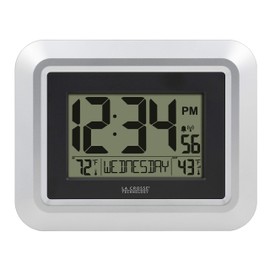 La Crosse Technology 513-1918S-INT Atomic Digital Wall Clock with Outdoor Temperature