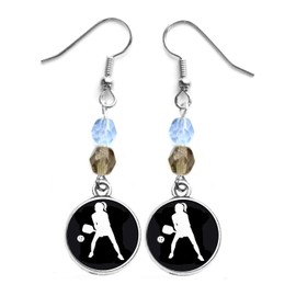 Pickleball Earrings (Team Colors Light Blue & Grey)