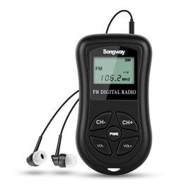 Portable Mini Radio Pocket FM Personal Radio DSP Digital Tuning Stereo Radio Mini Receiver with LCD Screen Earphone for Walking Jogging, Conference, Rehearsal, Examination, Tour Guide (Black)
