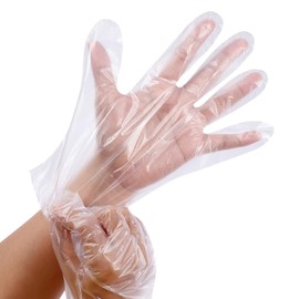 SOL 300pk Plastic Gloves Disposable Medium Large | Food Prep Gloves | Polythene Disposable Gloves for Kitchen Cooking Catering | Waterproof Gloves for Cleaning Hair Colouring | Food Handling Gloves