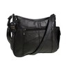 Womens Leather Handbag/Shoulder Bag with Side Mobile Pocket (Black)