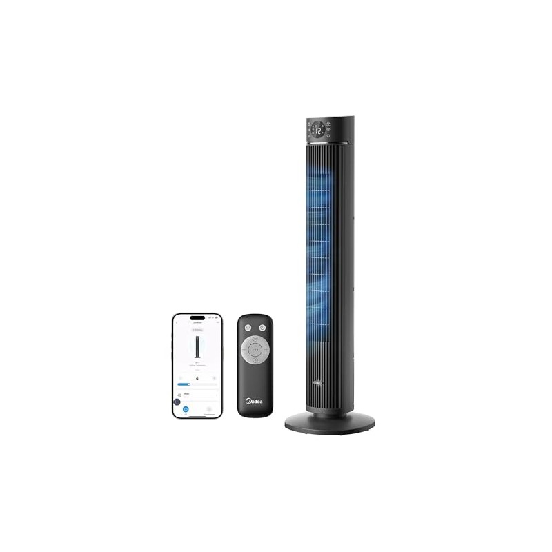 Midea FZ10-26ARDW Smart Quiet Tower Fan with Remote Control, 19