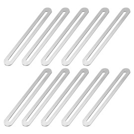 PATIKIL 6 1/10" Variable Flat Mending Plate (Slotted) 10 Pcs Slidable Slotted Flat Straight Mending Plate Support Brace Bracket for Wood Furniture Silver
