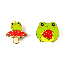 Cute Frog Enamel Pin Brooch Badge for Bag Clothing Jewelry (2 pieces)