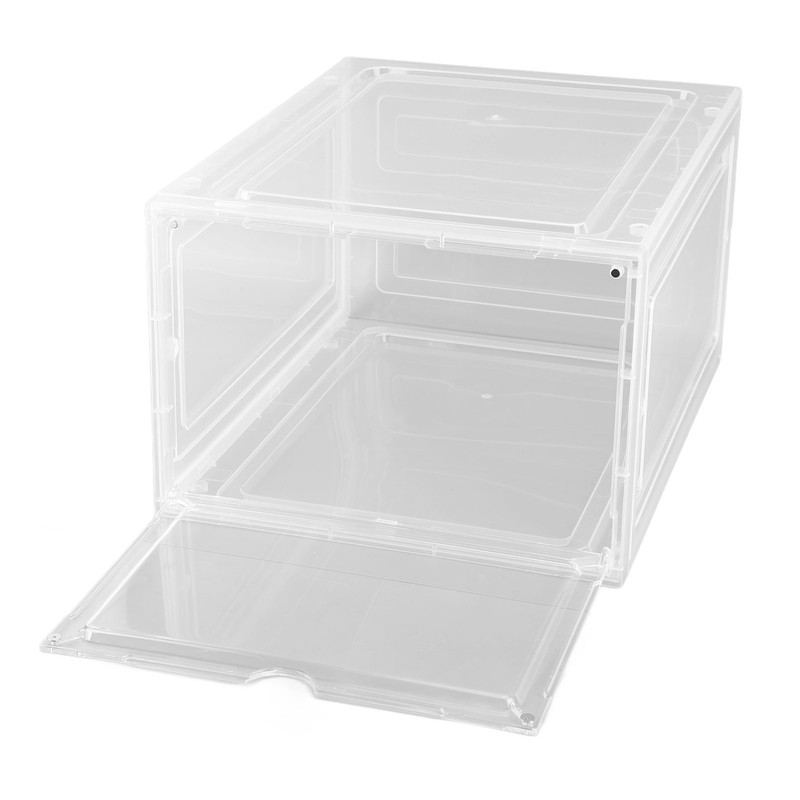 Shoe Storage Box Clear Acrylic with Magnet Front Door Stackable