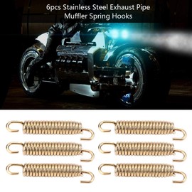 Exhaust Springs, 6pcs 63mm Stainless Muffler Springs Universal Muffler Exhaust Pipe Springs Hooks for Motorcycle Scooter ATV (gold, blue)(Gold)