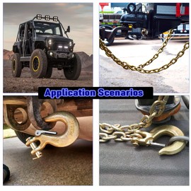 2 Packs Chain Hook with Safety Latch, 3/8 Inch Heavy Duty Hook G70 Forged Steel,Clevis Slip Hook for Capacity Working with Towing and Chain-18,000lbs