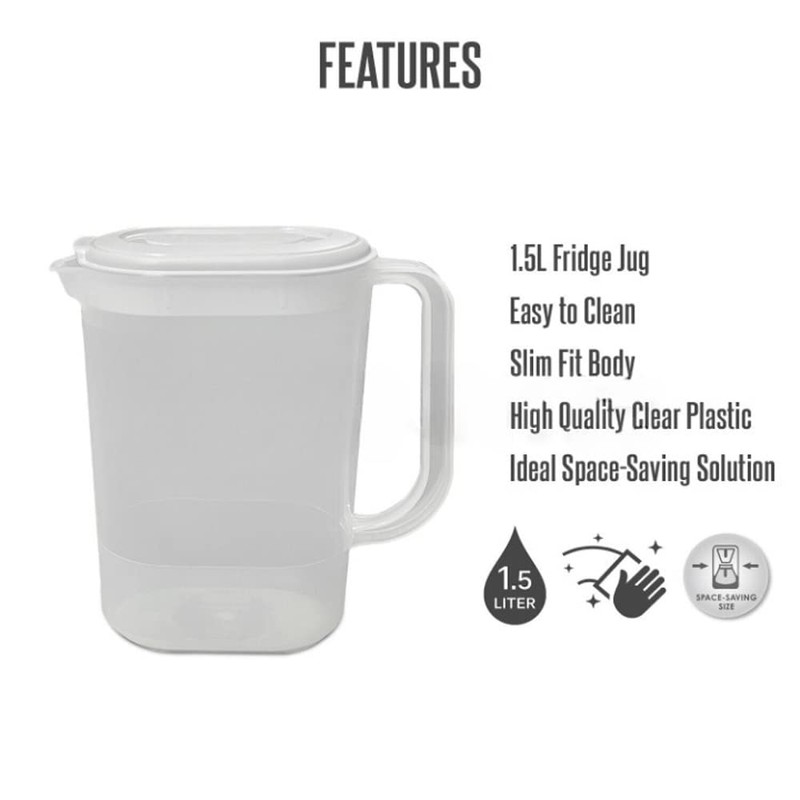 PHG Durable Plastic Fridge Door Jug with Lid | BPA