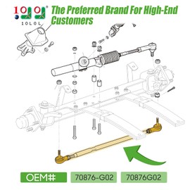 10L0L Golf Cart Tie Rod Assembly for 2001-up EZGO TXT, Shuttle, Workhorse & ST Series PDS Gas & Electric, OEM# 70876-G02 70876G02