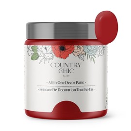 Country Chic Paint - Chalk Style All-in-One Paint for Furniture, Home Decor, Cabinets, Crafts, Eco-Friendly, Matte Paint - Poppy [Bright Red] Half Pint 8oz