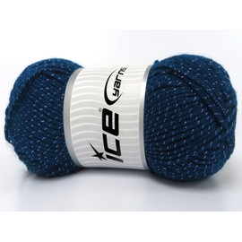 Lot of 4 x 100gr Skeins Ice Yarns Saver Glitz Yarn Dark Turquoise