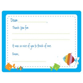 Script and Scribble Under the Sea Fill-in Thank You Note Cards for Kids, 5.5" X 4.25" Notecards with White Envelopes