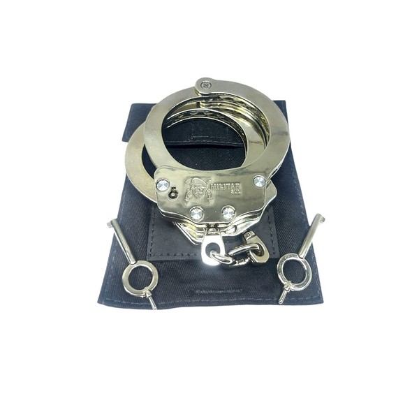 KinkLab Double-Lock Police-Style Handcuffs, Silver