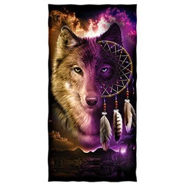 YISUMEI - Bath Towel - Wolf Dreamcatcher - 70 cm x 140 cm Beach Towel