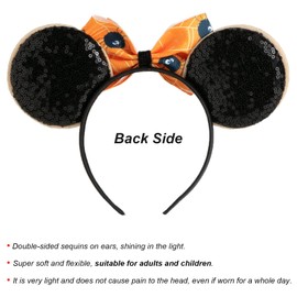 CHuangQi Mouse Ears Headband with Shiny Bow, Double-sided Sequins Glitter Hair Band, for Birthday Party Celebration & Event (XC29)