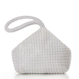 BABEYOND Women's 1920s Rhinestone Handbag Evening Party Clutch Elegant Prom Handbags Wedding Bridal Accessories, Silver beads, Retro