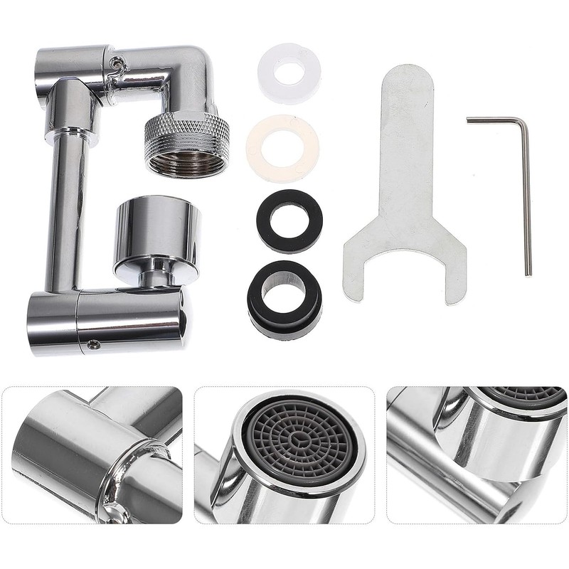 Extensor de Grifo Giratorio 1440 Grados Dos Modos, Cobre Plata