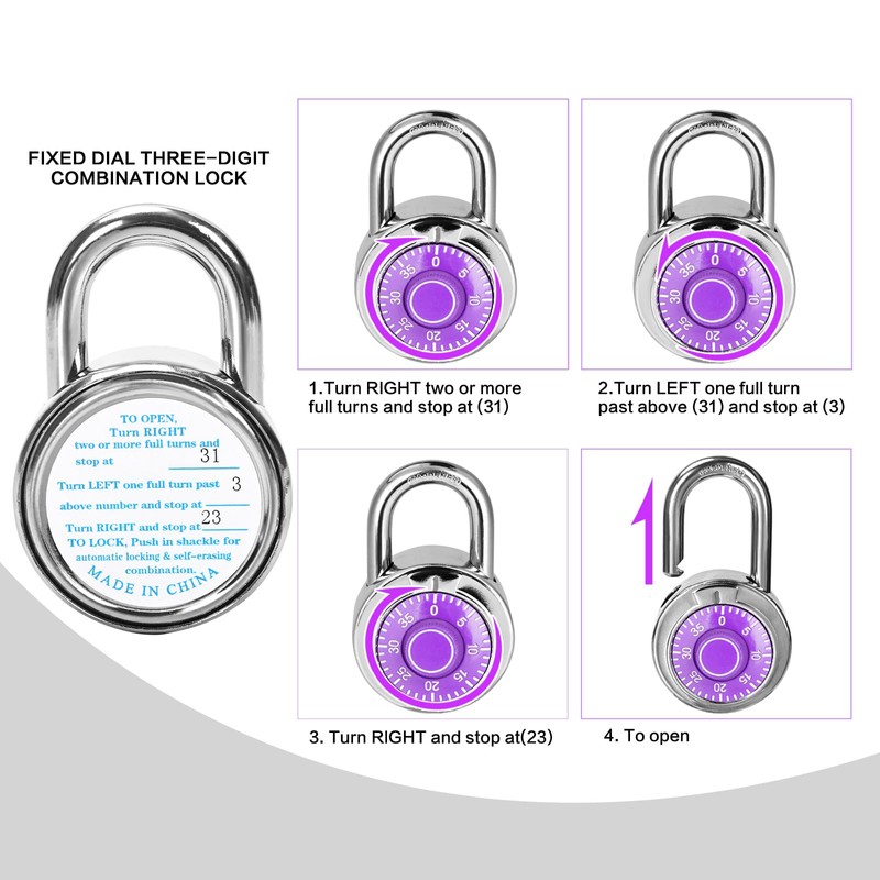 HZSY Combination Padlock 1 Pack, Fixed Dial Combination Padlock with
