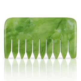 Multipurpose Jade Green Handmade Massage Comb Full Relaxing Massage Scalp Head Jade Gua Sha Massage Tool