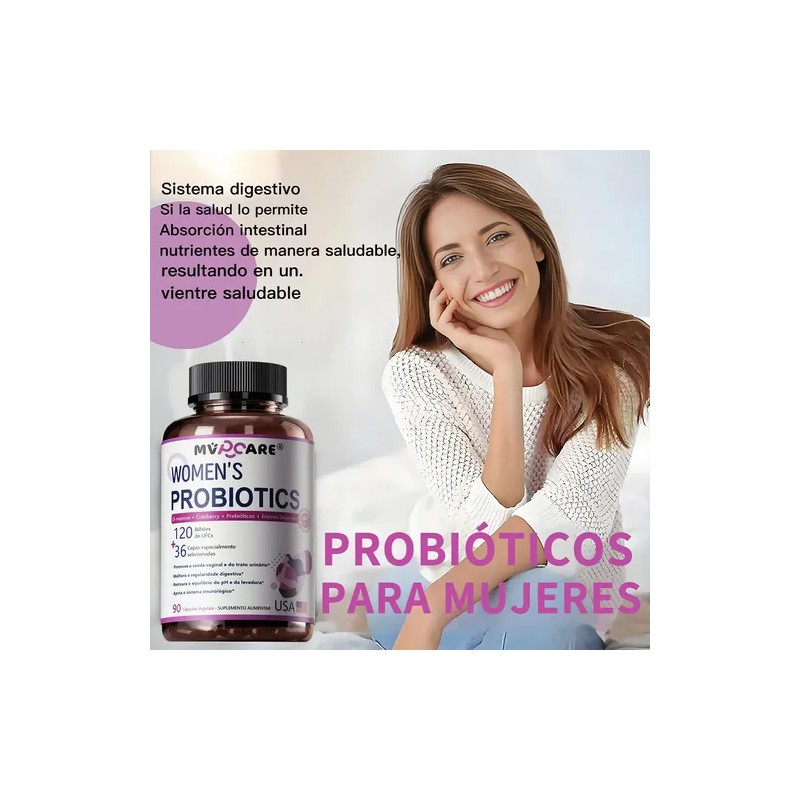 Probióticos Mujer Urinario Intestinal Vaginal 90 Cápsulas Sin Sabor