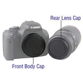 Camera Body Cap and Rear Lens Cover for Canon EOS EF EF-S Mount Camera T7 T6 90D 80D 77D 70D 60D 5Ds 1DX 5D 7D / 6D Mark II III 200D Rebel SL3 SL2 T8i T7i T6i T6S T5i T5 T4i T3 T2ii T1i [2 Sets]