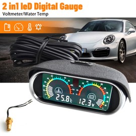 ZHSYMX 2-in-1 Auto Car LCD Meter Digital Voltage Water Temperature Fuel Gauge Universal Instrument 9-36V for Car/Truck/SUV/RV