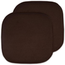Casual Square Non-Slip Memory Foam Indoor Outdoor Patio Chair Cushions Set of 2 | Chocolate Brown Color All Weather Dining Lounge Thick Soft Comfortable Fade Uv Water Proof 16" X 16"