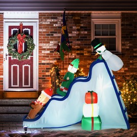 Vivastate Decorative Inflatable Christmas Snowman, Elf, and Gingerbread Man for Outdoor Festivities, 8.5FT with Built-in LED Lights